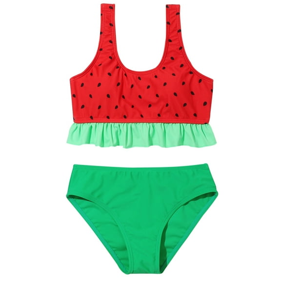 URMAGIC URMAGIC 7-14T Child Girls 2 Piece Bikini Set Swimsuit Bathing Suit/Watermelon