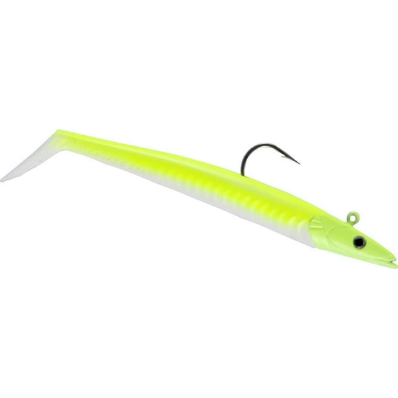 Savage Gear SE-J125-CHW Soft Sandeel Lure, Chartreuse White, 5", 4/5oz, sinking, 1 head, 2 bodies, Sandeel Lure, Chartreuse White