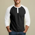 thumbnail image 6 of Lumtrix Men's Henley Cotton Shirt Casual 3/4 Sleeve Lightweight Button Baseball T Shirts Raglan Classic Color Block Top Black S, 6 of 7