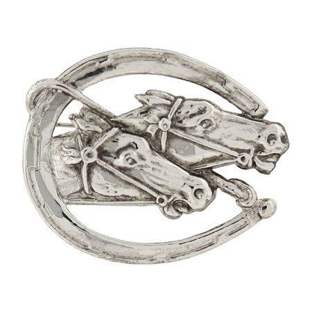 1928 Jewelry Horseshoe And Horses Pin
