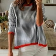 thumbnail image 4 of BLVB Womens Lightweight Sweaters Long Sleeve Crew Neck Color Block Striped Casual Knitted Pullover Tops Fall Clothing, 4 of 4