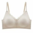 thumbnail image 2 of Sport Bra Women Bra Ultra-Thin Cup No Underwire Push up Sleep Bra V-Neck Seamless Bra Feature Hook and Eye Closure Wire-Free Bra Style Y-421 , Beige M, 2 of 2