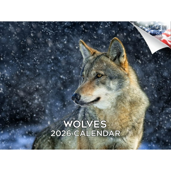 2025 2026 Wolves Calendar - Wildlife Monthly Wall Calendar - 12 x 18 Open - Thick No-Bleed Paper - Giftable - Made in USA