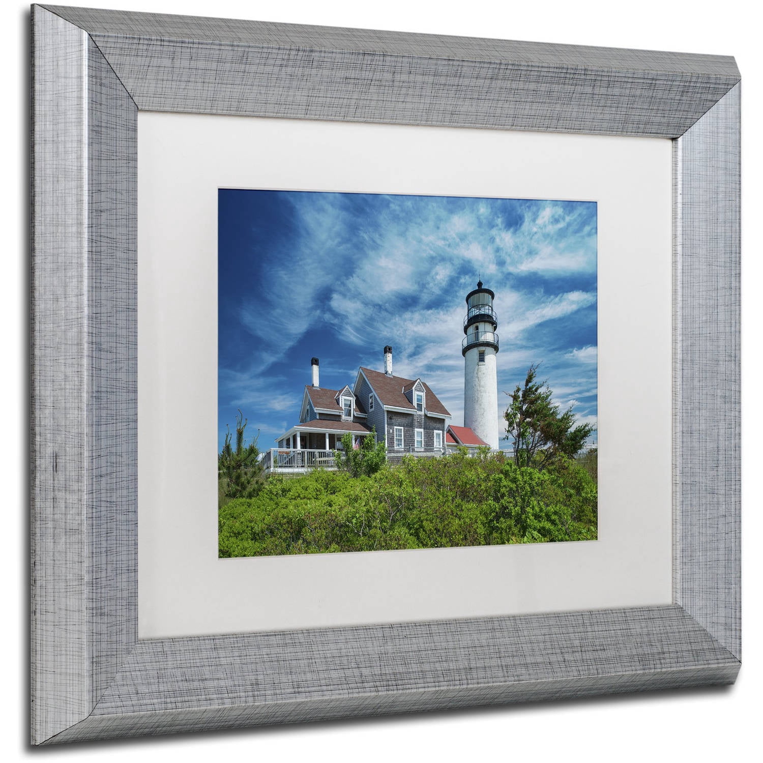 Trademark Fine Art "Cape Cod Light" Canvas Art by Michael Blanchette Photography White Matte, Silver Frame