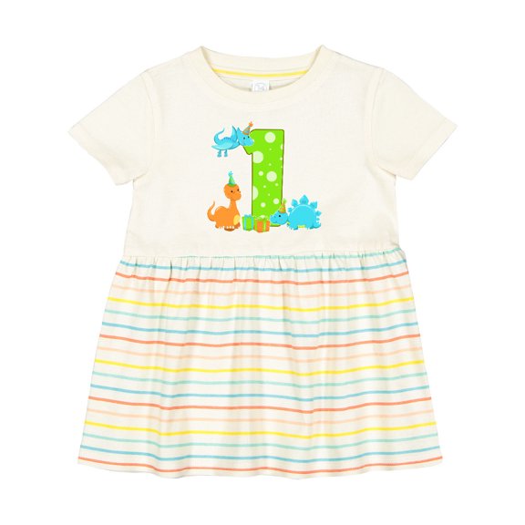 Inktastic Dinosaur First Birthday Party Girls Baby Dress