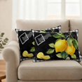 thumbnail image 2 of Summer Lemon Pillow Covers 2 Pack Country Farm Yellow Fruit Leaf Black Buffalo Plaid Pillowcase Waterproof Outdoor Throw Pillow Cover for Patio Balcony Rectangular Cushion 20”x12”, 2 of 9