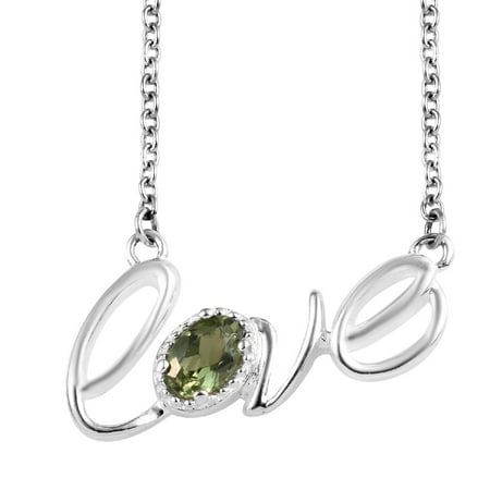 Wholesale Costume Jewelry Necklace 925 Sterling Silver Oval Green Apatite Love Necklace for Women Jewelry Gift 18