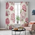 thumbnail image 6 of Kitchen Curtains 84 Inch Length 2 Panels, Pink Floral Grommets Window Treatment Curtain, Spring Summer Vintage Flower Leaf Thermal Curtains Drapes for Living Room/Bathroom, 6 of 9