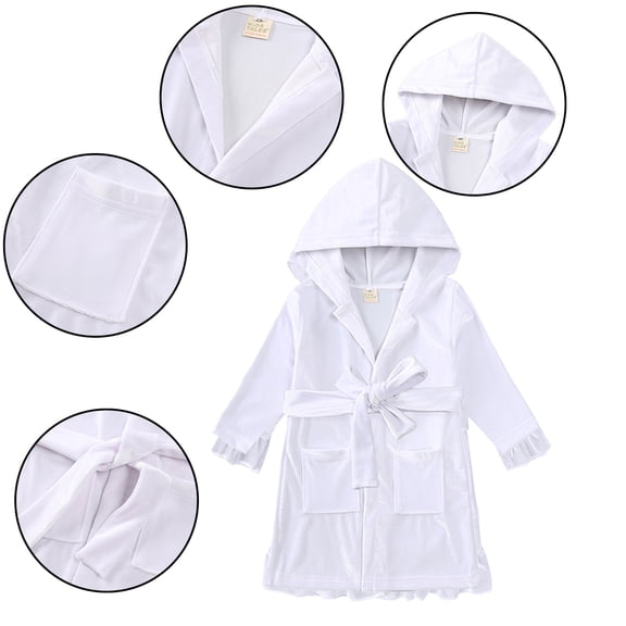 Godderr Toddler Kids Cute Bathrobe for Girls,Cartoon Fleece Cotton Robe Soft Hooded Bath Towel Skin-Friendly Fuzzy Beach Towel Bathrobe