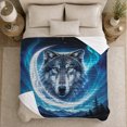 thumbnail image 5 of Arctic Wolf With Wolf And Snowy Pines Snowy Pine Forest Serene Wildlife Art Wildlife Lovers Winter Wilderness Scene Warm Flannel Blanket, Christmas Gift for Cabin and Lodge Home Decor, 5 of 9