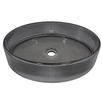 Decorative 20" Oval Crystal Rectangle Glass Sink - Black