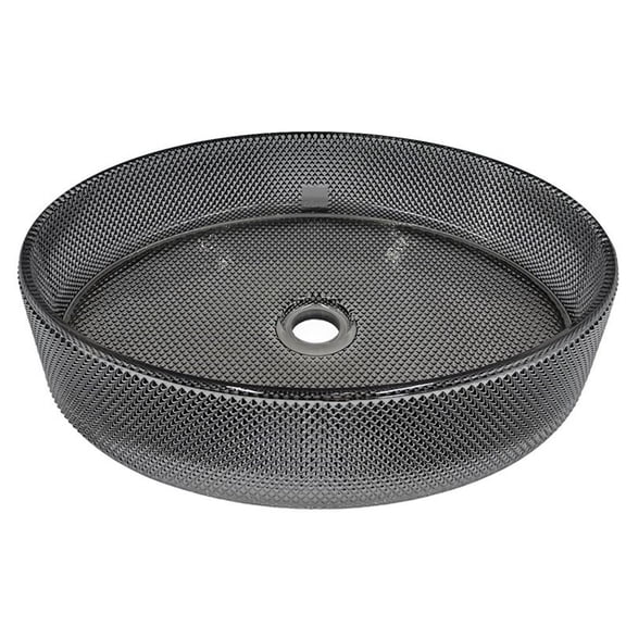 Decorative 20" Oval Crystal Rectangle Glass Sink - Black