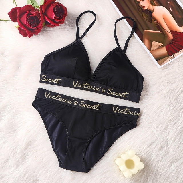 Victoria Secret 2 Piezas Conjunto De Lencería Sexy Diseño De Marca De Mujer Cómoda Push-Up Sujetador Sin Costuras Para VS Copa Triangular Francesa