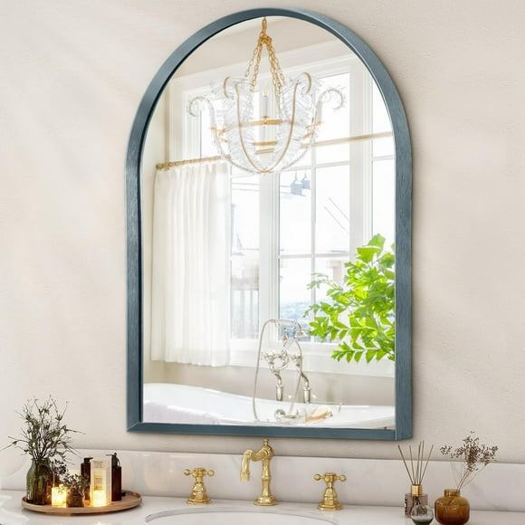 ERDS-Arched Mirrors for Wall, 28"x20" Arch Bathroom Mirror, for Entryway Living Room Vanity Bedroom Mantel Hallways Home Decor Aluminum Alloy Frame
