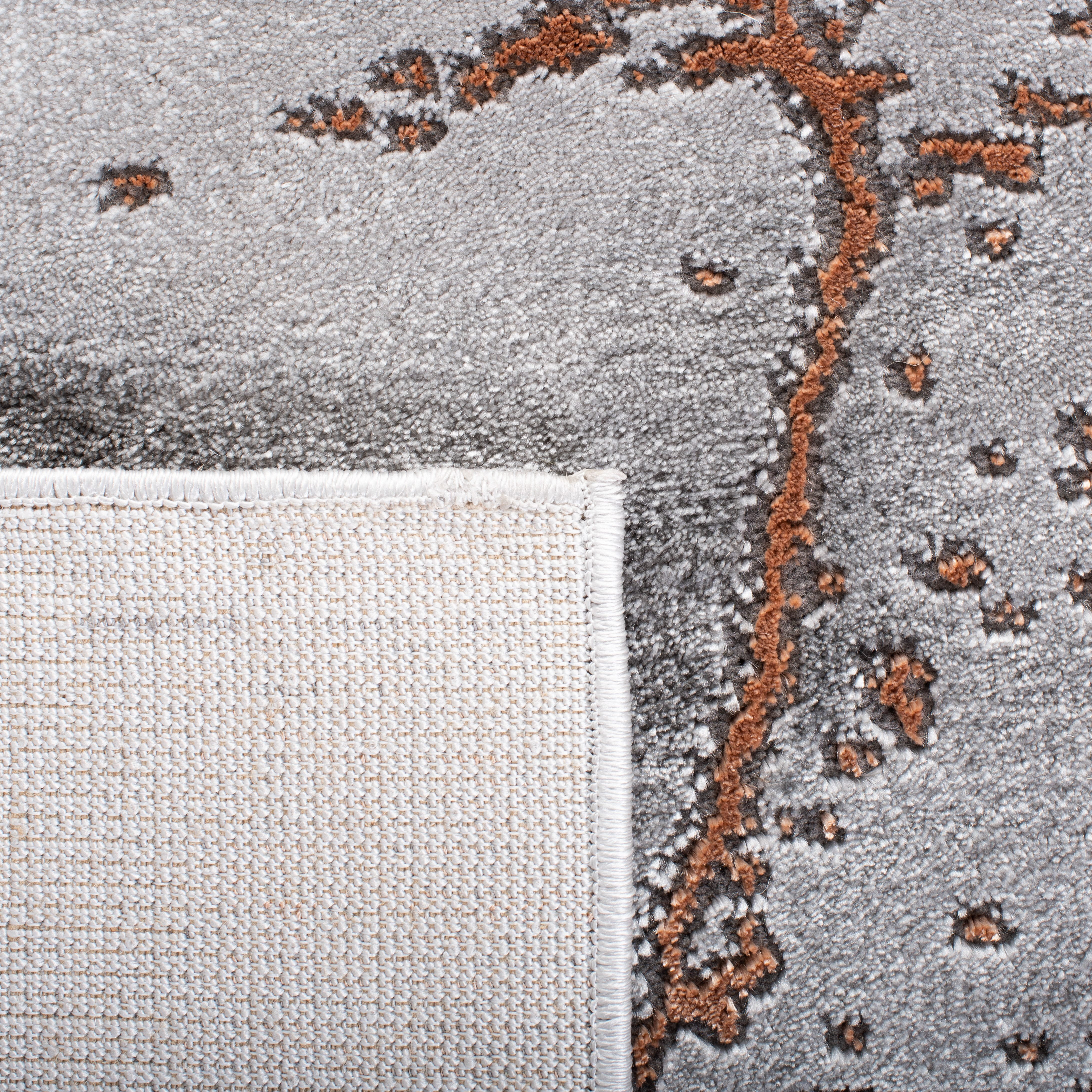 SAFAVIEH Craft Paul Abstract Area Rug, Grey/Orange, 4' x 4' Round