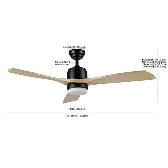 SAFAVIEH Ceiling Light Fan Vencin Led Lt 52" Ceiling Fan Black