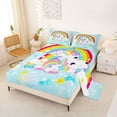 thumbnail image 2 of Erosebridal Cartoon Unicorn Girls Bed Sheets,Cute Rainbow Stars Print King Sheets For Kids 4pcs, 2 of 6