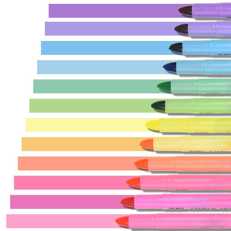 feela 24 Pack Gel Highlighters, 12 Assorted Colors Bible Highlighter  Markers Journaling Supplies, No Bleed Through For Highlighting Journal  School