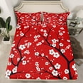 thumbnail image 2 of Erosebridal Cherry Blossoms Sheet Set Twin, Red Bedding Sets Twin Size, Japanese Flower Decor 3 Pieces, 2 of 6