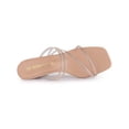thumbnail image 4 of BLISSFUL STEP Sandale à Enfiler pour Femme à Brides Ornées de Strass, Bout Carré, Talon Kitten, Sandales à Enfiler Nude 7, 4 of 7