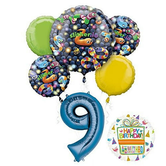 Slither.io Party Supplies 9th Birthday Video Game Balloon Bouquet Decorations