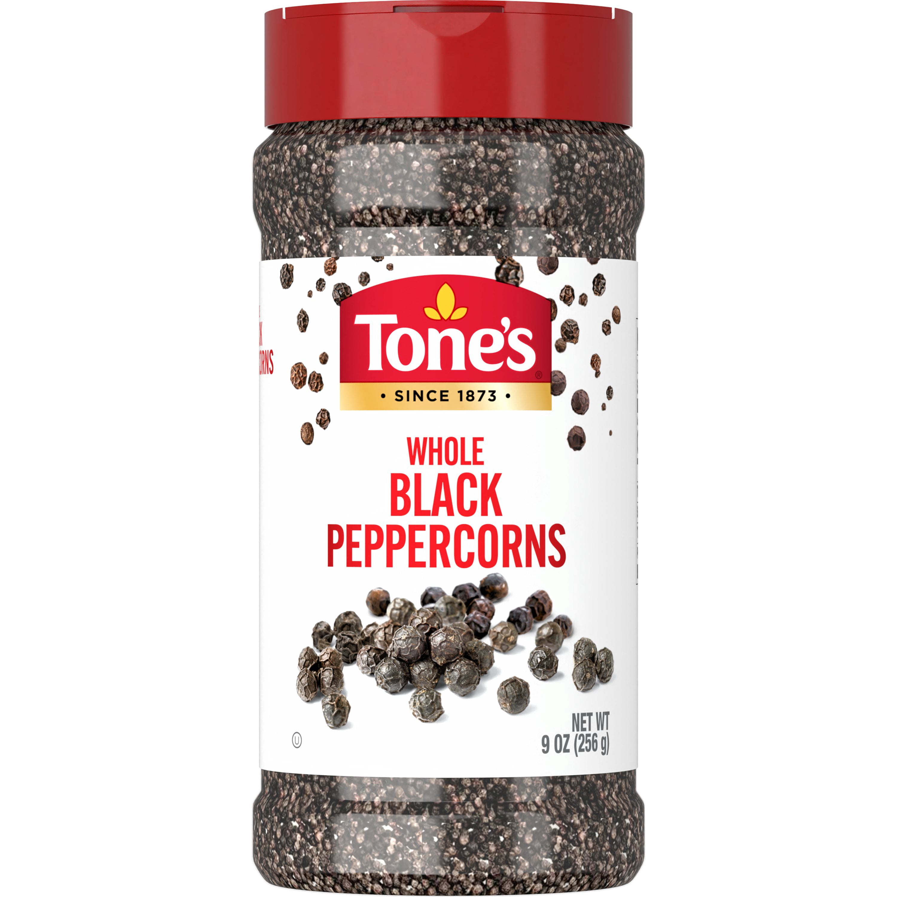 (4 pack) Tone's Black Peppercorns Whole, Kosher, 9 oz