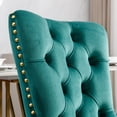 thumbnail image 5 of PORKISS Upholstered Dining Chairs, Modern Velvet Dining Room Chairs Set of 2 with Golden Stainless Steel Plating Legs, Tufted Solid Wood Kitchen Chairs with Nailhead Trim and Back Ring, Green, 5 of 10