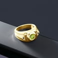 thumbnail image 5 of Gem Stone King 1.95 Cttw Green Peridot and Black Diamond 18K Yellow Gold Plated Silver Ring for Men | Gemstone Birthstone | Round 8MM and 1.5MM | Available in Size 7, 8, 9, 10, 11, 12, 13, 5 of 5