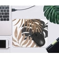 thumbnail image 3 of Boho Tropical Leaf Beige Black Modern Mousepad 9.5x7.9in Non-Slip Rubber Base Square Desk Decor for Computers, Laptop, Office, Home, & Dorm, 3 of 5