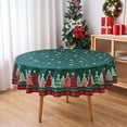 thumbnail image 6 of Christmas Tablecloth Round 70 Inch Christmas Tree Green Table Cloth - Polyester Winter Buffalo Plaid Xmas Festive Holiday Table Cover Circle Washable Waterproof for Holiday Party Kitchen Decoration, 6 of 8