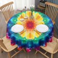 thumbnail image 3 of Rainbow Tie Dye Mandala Pattern Round Tablecloth 60"x60",Wrinkle Wipeable Table Cloth for Kitchen Dining Room Picnic Patio Party, 3 of 6