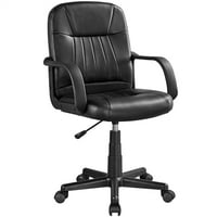 SmileMart Adjustable Swivel Faux Leather Executive Office Chair, Black