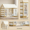 thumbnail image 4 of Bellemave Twin Size Montessori Bed with Storage, Solid Wood Floor Bed with 2 Wardrobes, PlayHouse Bed Frame with Fence （White+Natural), 4 of 9