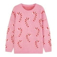 thumbnail image 4 of Women's Christmas Sweater Funny Merry Xmas Candy Cane Print Long Sleeve Knit Tops 2025 Holiday Casual Crewneck Pullover Shirts, 4 of 9