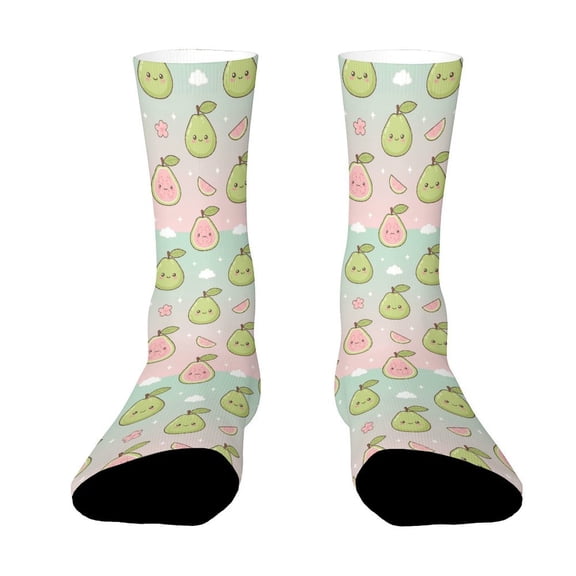 FabriLora Green Cute Guava Funny Novelty Crew Socks for Women Men Sports
