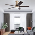 thumbnail image 2 of Wuzstar 44" Reversible Ceiling Fan Light w/ Remote Control 5 Wood Blades Indoor Outdoor LED Ceiling Fan Lamp Fandelier Gold, 2 of 12