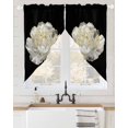thumbnail image 2 of Flower Black Swag Valances for Windows, Gold White Abstract Floral Aesthetic Rod Pocket Sheer Valances for Large Windows, Swag Toppers Light Filtering for Kitchen Living Room 2 Panels 36''x63'', 2 of 5