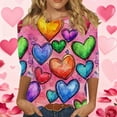 thumbnail image 1 of RKSTN Valentines 3/4 Sleeve Tops for Women Oversized Crewneck Valentine's Day Graphic Printed Short Sleeve T Shirt Womens Casual Round Neck Loose Comfy Loves Heart Print Three Quarter Sleeve Shirts, 1 of 6