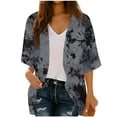 thumbnail image 2 of Cardigans for Women St. Patrick's Day,Chiffon Summer Kimono Cardigan 3/4 Sleeve Open Front Beach Kimono Hawaiian Floral Printed Lightweight Casual Beach Cover Up Plus Size Gray S, 2 of 7