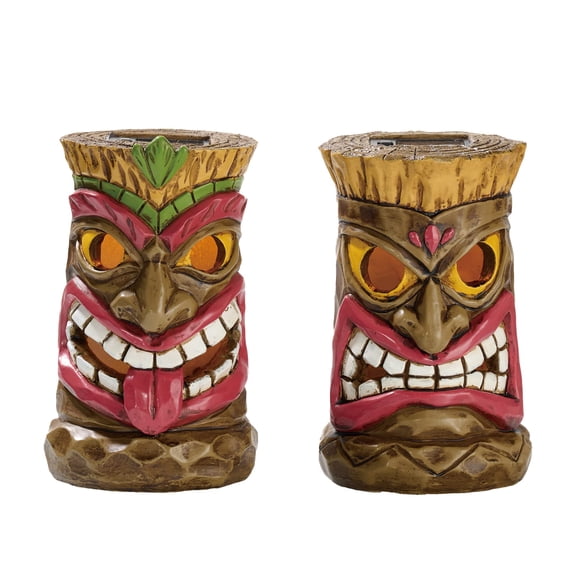 Decoración de jardín TERESA'S COLLECTIONS Tiki Head con luz solar