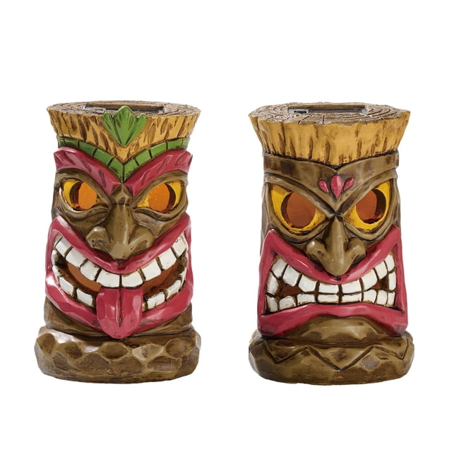 Decoración de jardín TERESA'S COLLECTIONS Tiki Head con luz solar