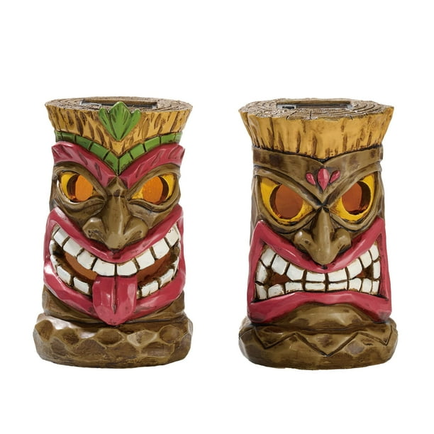 Decoración de jardín TERESA'S COLLECTIONS Tiki Head con luz solar