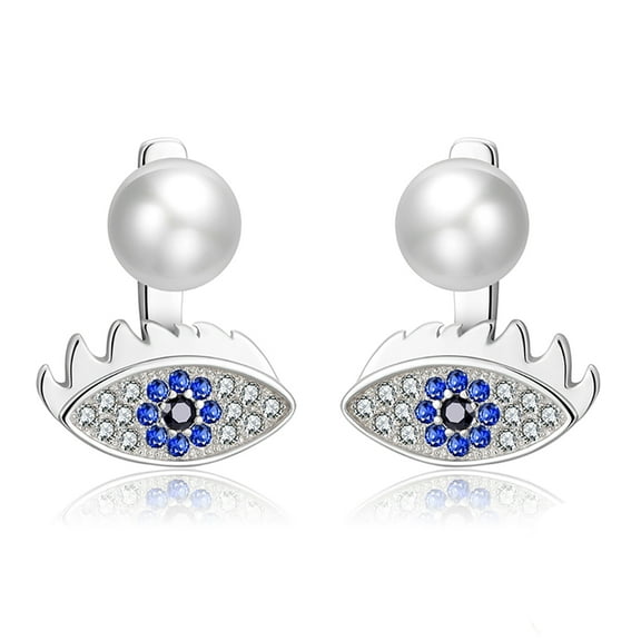 Evileye Earrings for Women Sterling Silver Blue Cz Pearl Ginger Lyne Collection