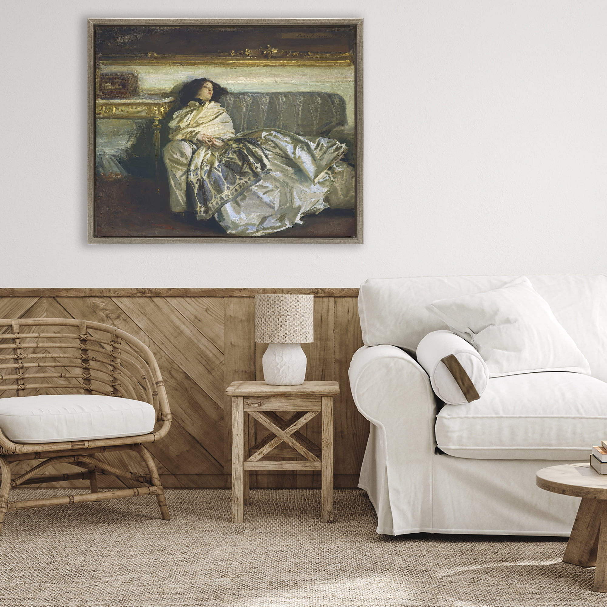 Stupell Industries Restful Woman Classic Brown Framed Floater Canvas Wall Art, design by Lil' Rue