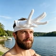 thumbnail image 1 of Printed Finger-Shaped Sun Visor Hat with Adjustable Strap, Rigid Plastic and Fabric, Face Shade for Beach Pool Party, 1 Count, 1 of 4