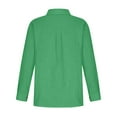 thumbnail image 4 of TQWQT Gauze Tops for Women Long Sleeve Button Down Tunic Shirts Plus Size Cotton Linen Collared Tops Casual Gauze Blouse Trendy Boho Clothing Green 3XL, 4 of 5