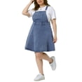 thumbnail image 4 of Vestido de mezclilla de talla grande Agnes Orinda para mujeres, monos, faldas con tirantes ajustables, 1X gris azul, 4 of 6