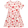 thumbnail image 4 of joogoo Red Pink Heart Rainbow Pattern Girls' Short Sleeve Dress Kids Dresses 5-6T, 4 of 8