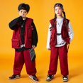 thumbnail image 2 of Traje de hip hop para niños, chaleco de otoño, pantalones, disfraces de moda para actuaciones en el escenario para niñas, 2 of 5