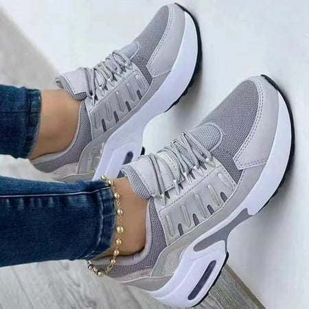 

2022 new casual sports shoes women s flying woven wedge heel round tie mesh breathable women s shoes